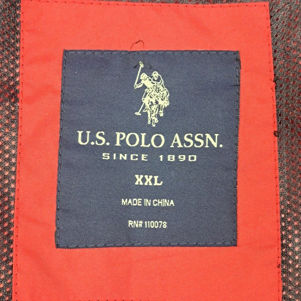 US Polo Assn Mens Red Hooded Windbreaker Jacket XXL NWT 105453P2